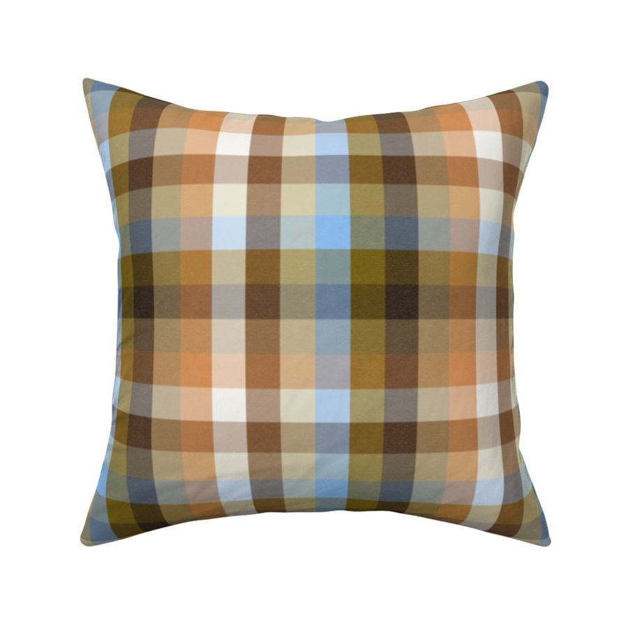 Blue and Brown Plaid - Vintage Western Check with Soft Cozy Texture