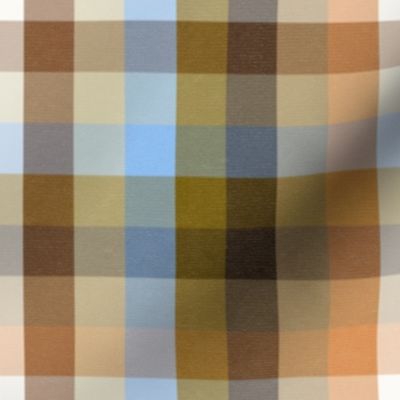 Blue and Brown Plaid - Vintage Western Check with Soft Cozy Texture