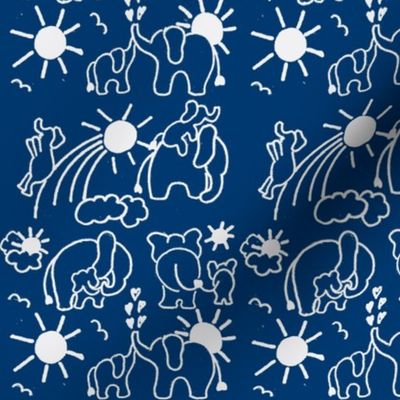 You Are My Sunshine Elephants in Navy Blue