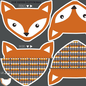 fox clutch zipper bag - cut and sew pattern