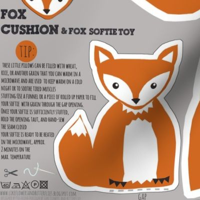 fox pillow and fox softie toy cut and sew pattern