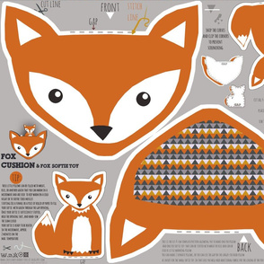 fox pillow and fox softie toy cut and sew pattern