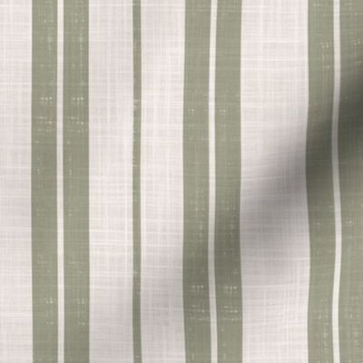 Linen Texture Stripes Rustic Farmhouse Cabin Earth Tone Sage Green - Large