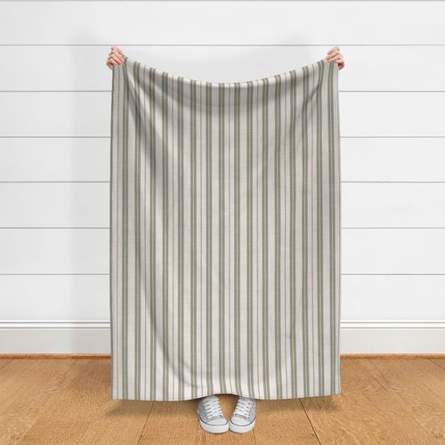 (Large) Linen Stripes with Rustic Texture - Minimalist Earthy Sage Green