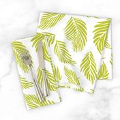 tropical palm leaves- lime darker on white