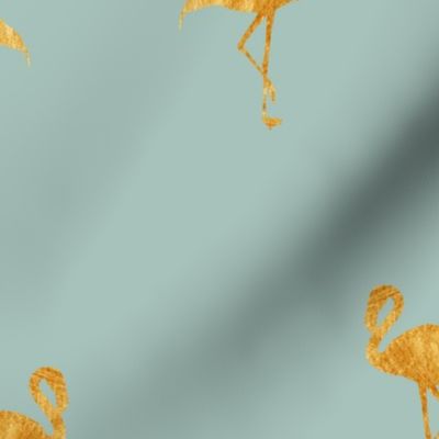 Gold flamingos