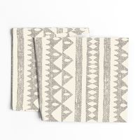 South Western Tribal Stripe - warm gray on Ivory 1 - large