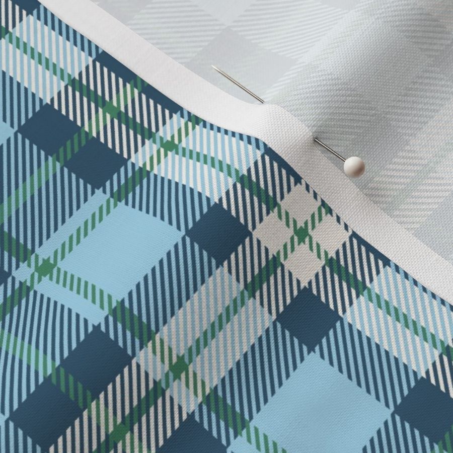 XXS Classic Blue and Green Plaid Pattern