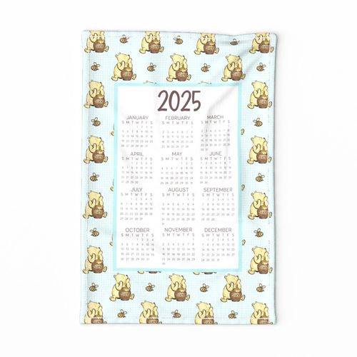 2025 Calendar Classic Pooh Hunny Bees Baby Blue