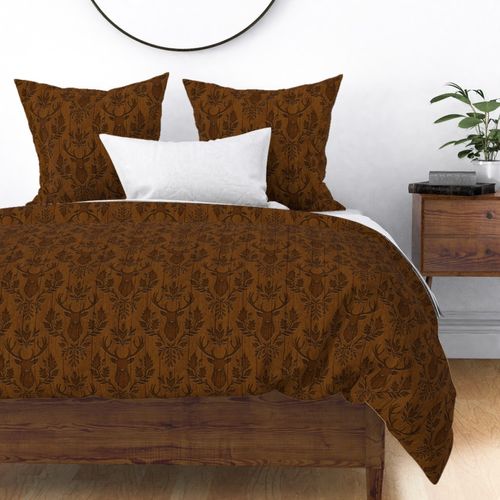 Cabincore Deer Damask Dark 100Size