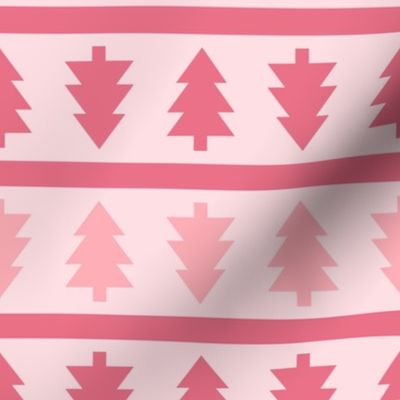 MED - Festive Pink Christmas Tree Stripe In blush and light pink - Pinkmas