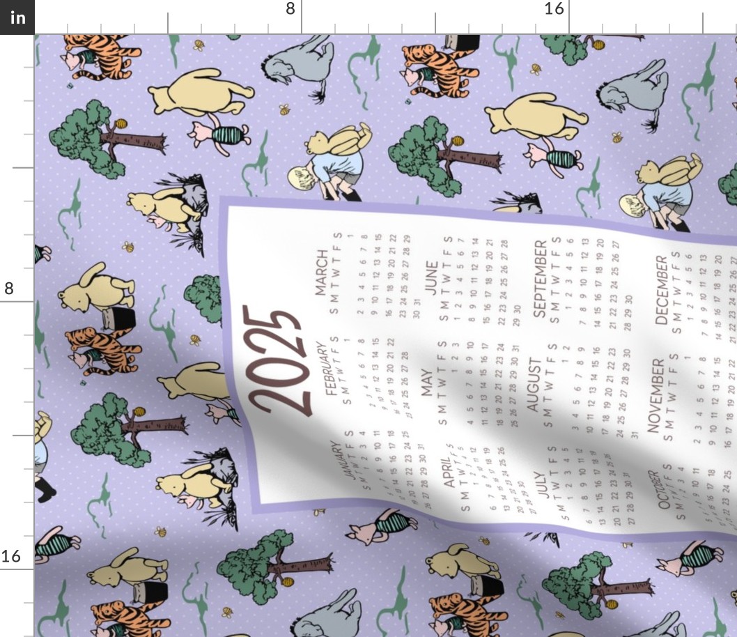 2025 Calendar Classic Pooh And Friends Lavender