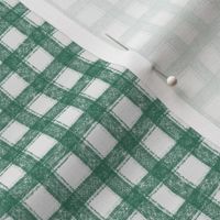 Vintage Textured Christmas Gingham Check Plaid in Dark Green - Small Scale