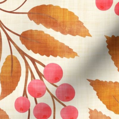 Autumn Berry Botanical with Warm Fall Leaves (L) Cozy Cabincore Foliage