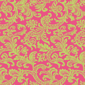 Damask Scroll Preppy Pink