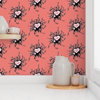 Hearts On Fire - NAME CUSTOM - Small - Mellow Red & Black - Bedroom