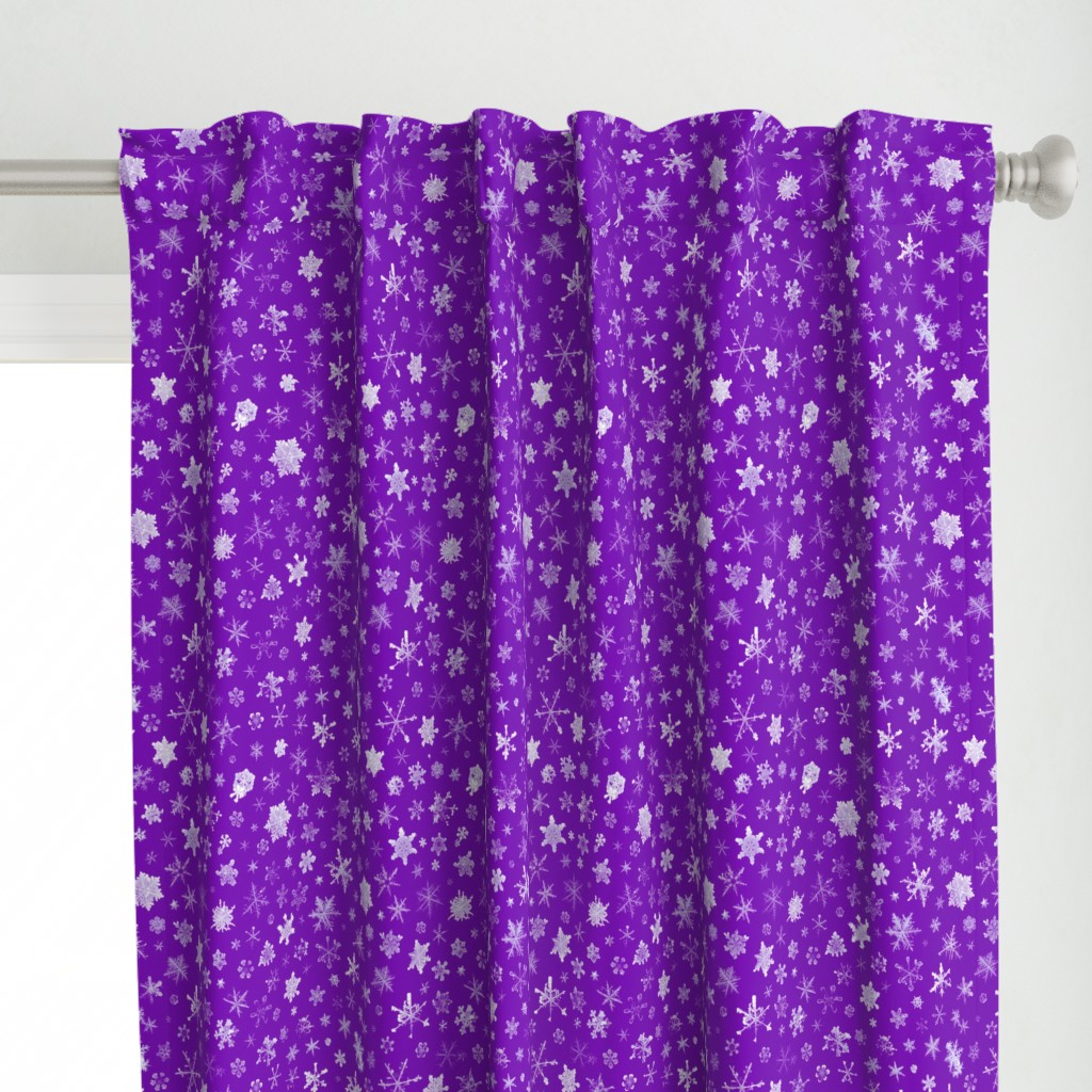 photographic snowflakes on regal purple (large snowflakes)