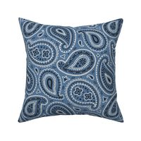 Paisley Teardrops - Quiet Blue - Southwestern Bandana-Style Boteh