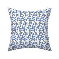 Little flowers with curves - blue yellow white - small