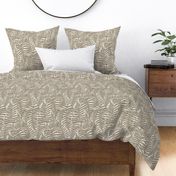 Cabincore Minimalist Hand-Drawn Fern Leaves Botanical beige & brown SMALL