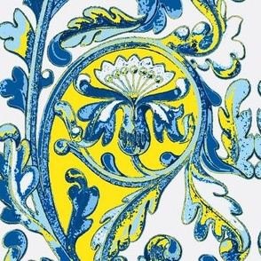 Coastal Art Noveau-blue/yellow-Large
