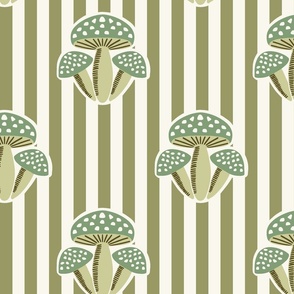 Mushroom Stripes - Monochromatic Green - Jumbo