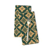 L Elegant Quatrefoil floral timeless lattice classic Scandi tile Emerald