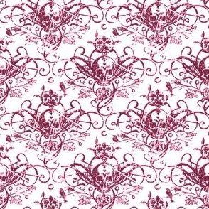 Raven Skull Damask Pink