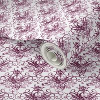 Raven Skull Damask Purple