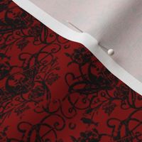 Raven Skull Damask Red and Black