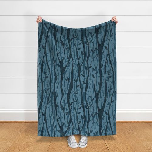 Modern Abstract Elven Forest jewel teal and blue from dark to light