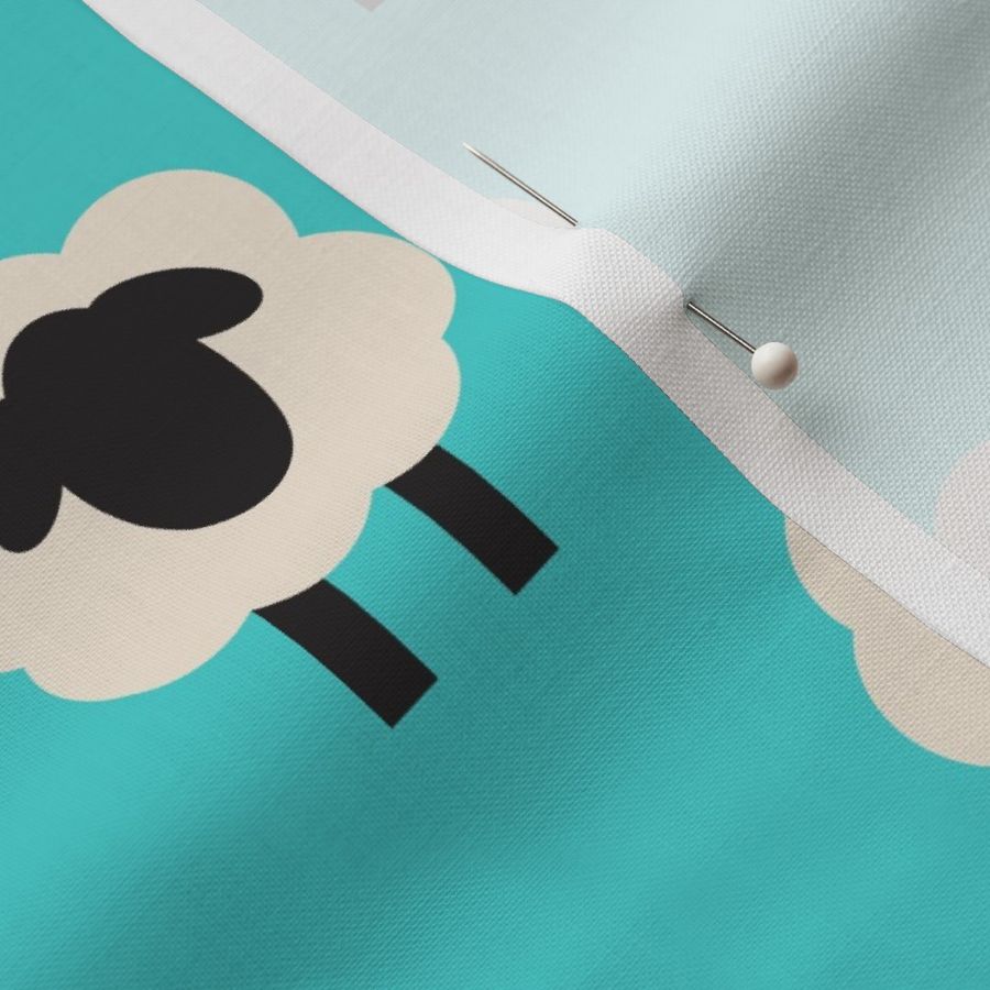 Sheep On Aqua LWade Designs