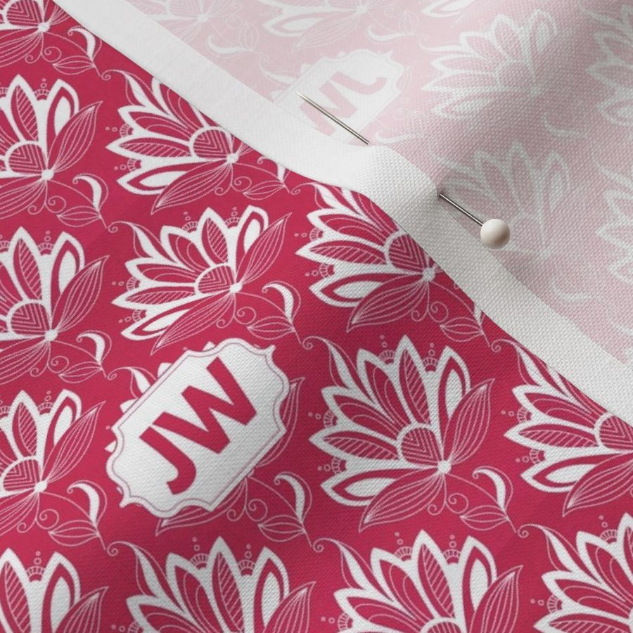 JW Floral Fabric Lotus Pink and white