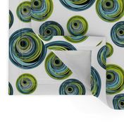 Peacock Inspired Blue and Green Circle Swirls