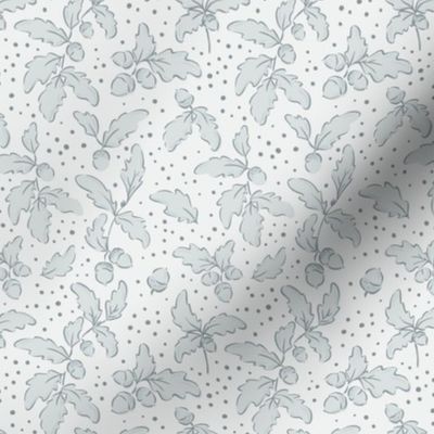 Scattered Oak Leaves - Cosy Cabincore - Pale Misty Blue -Baby Boy Nursery