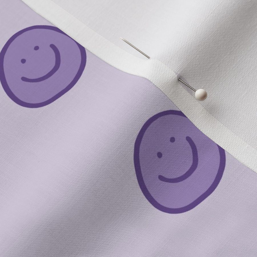 retro purple lavender groovy smiley happy face pattern (medium)