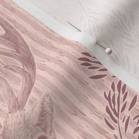 Deer antler woodland leaves cabin stripes - rose quartz pink - L