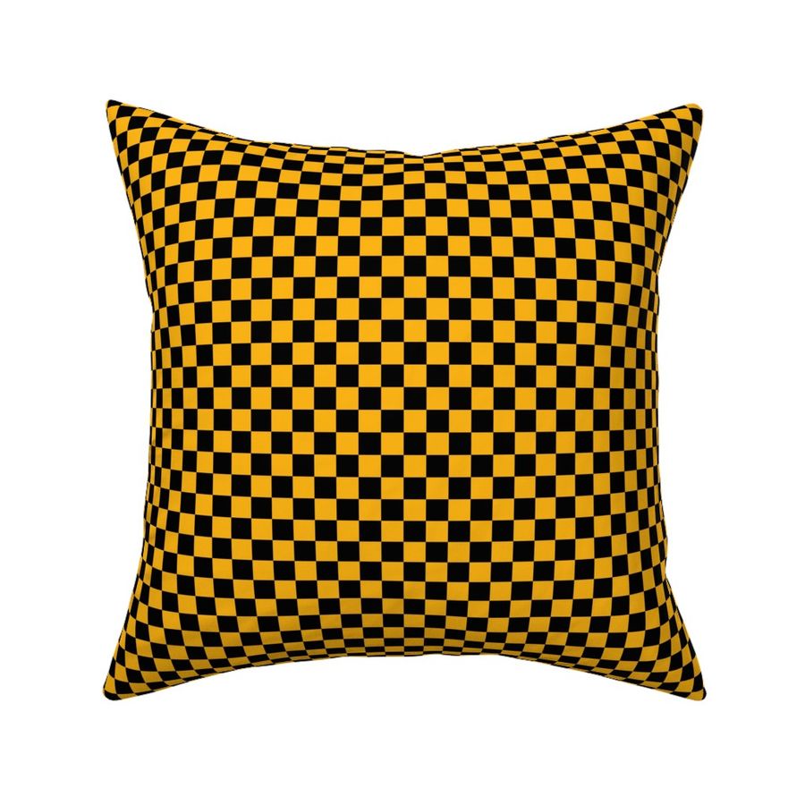 Quarter Inch Black and Yellow Gold Checkerboard Squares