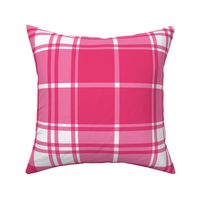 Jumbo Robertson Plaid - Bold Girly Maximalist - Vibrant Flamingo Pink - 24"