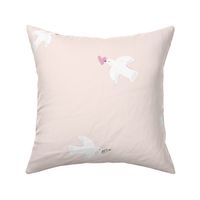 Cute Valentines day tossed doves spaced / L / Pastel pink