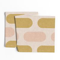 Quirky Mid Century Modern Retro Linen Textured Pills Mustard & Pastel Pink