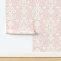 Tulip Damask Style Dorm Room Walls Mediterranean Feminine Soft Blush Pink