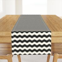 Wavy Stripe - Retro Boho Vibes - Preppy Ripple - Black And White