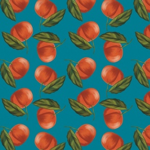 Juicy Peaches on Blue