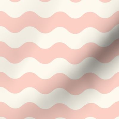 Wavy Stripe - Retro Boho Vibes - Preppy Ripple - Blush Pink + Lace White