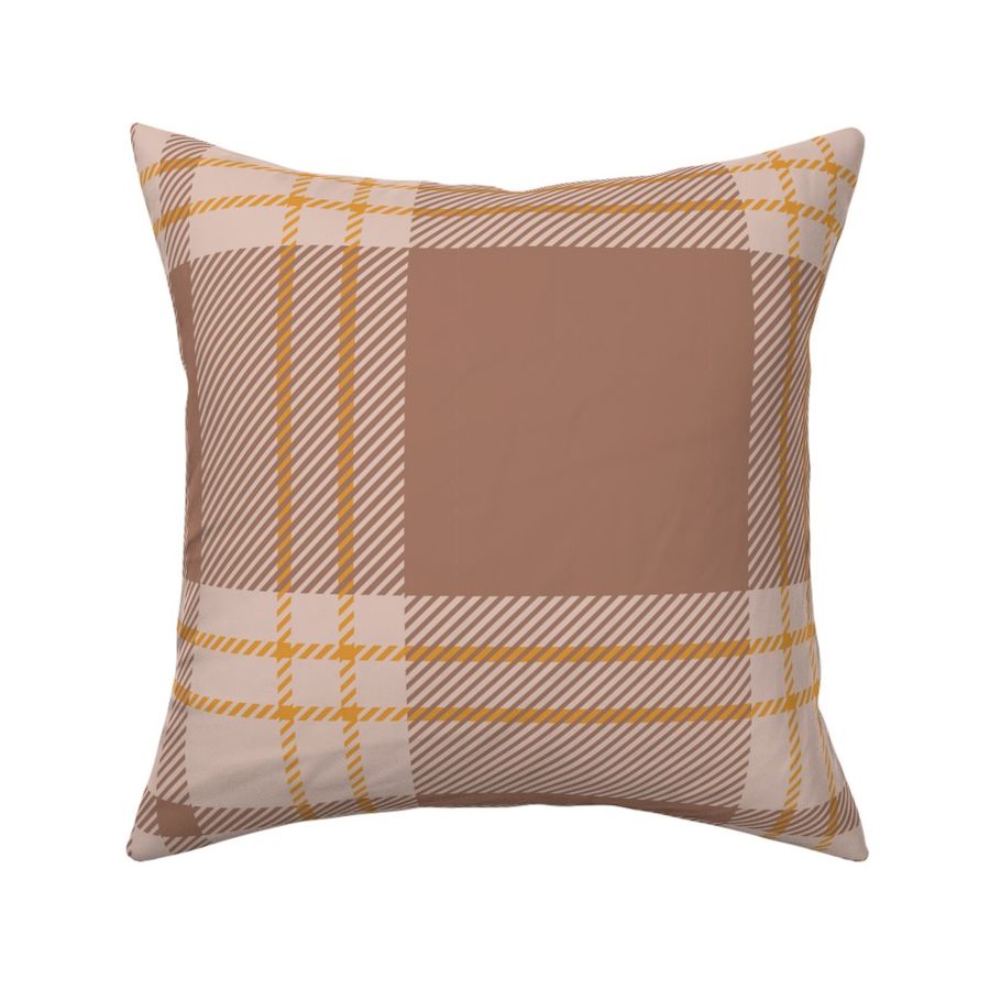 Classic Plaid - Large - Mocha Mousse & Warm Beige & Yellow Ochre