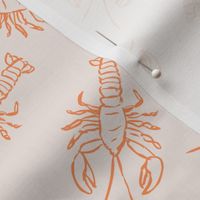 Freehand raw painted lobster illustration food restaurant theme orange sand