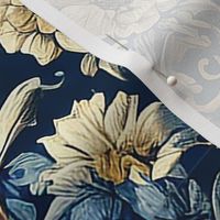 Chaos in Blue Maximalist Gothic Victorian - Blue Ochre Cream Fabric & Decor