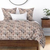 Rustic Art Deco Scale Blockprint Upholstery - Mocha Mousse & Warm Taupe