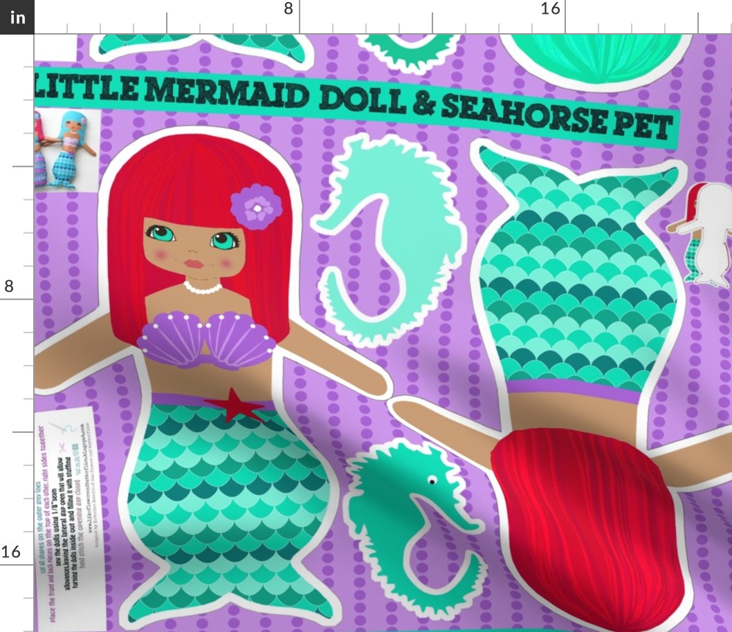 rag dolls: mermaids - cut and sew pattern template